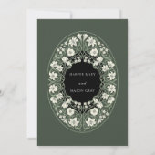Elegant Botanical Wedding Invite Green Theme 招待状 (裏面)