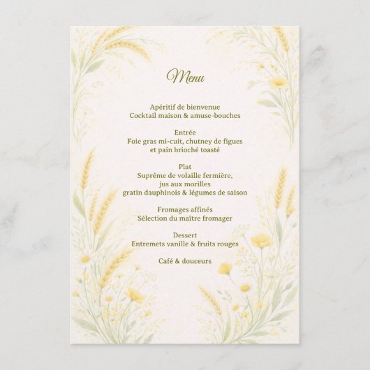 Elegant Botanical Wedding Menu メニュー (正面)