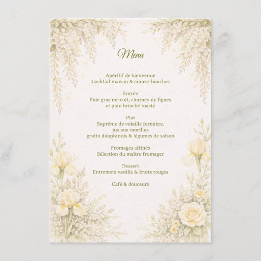 Elegant Botanical Wedding Menu メニュー (正面)