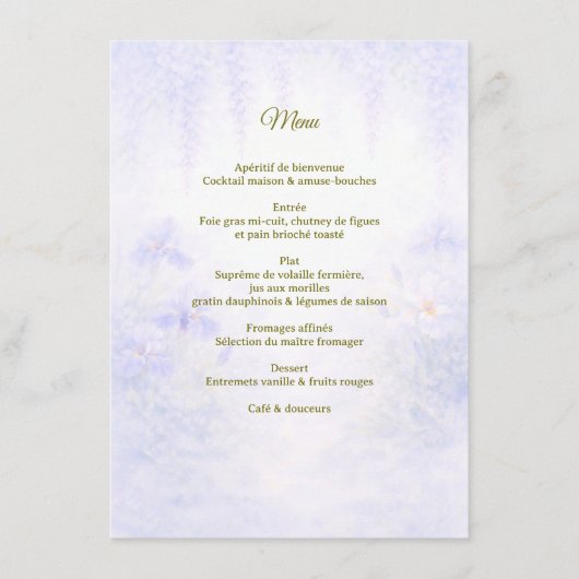 Elegant Botanical Wedding Menu メニュー (正面)