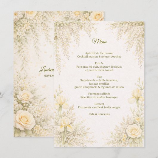 Elegant Botanical Wedding Menu メニュー (正面/裏面)