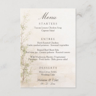 Elegant Botanical Wedding Menu Card エンクロージャーカード
