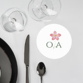 Elegant Botanical Wedding Monogram Coaster ラウンドペーパーコースター