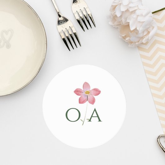 Elegant Botanical Wedding Monogram Coaster ラウンドペーパーコースター
