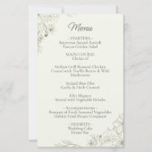 Elegant Botanical Wedding Reception Menu Card (正面)
