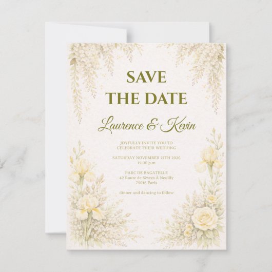 Elegant Botanical Wedding Save the date セーブザデート (正面)