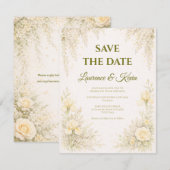 Elegant Botanical Wedding Save the date セーブザデート (正面/裏面)