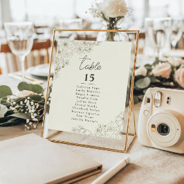Elegant Botanical Wedding Seating Chart Table Sign ポスター