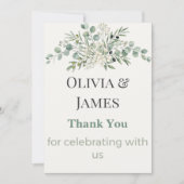 Elegant Botanical Wedding Thank You Card サンキューカード (正面)