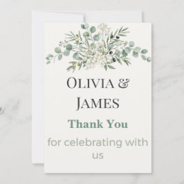 Elegant Botanical Wedding Thank You Card サンキューカード