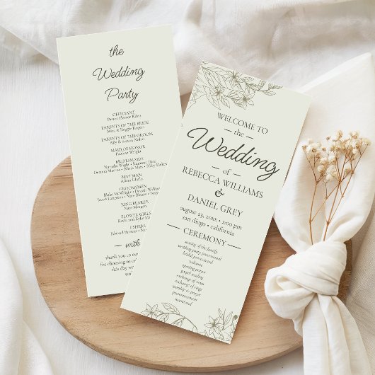 Elegant Botanical Wedding Welcome Ceremony Program メニュー