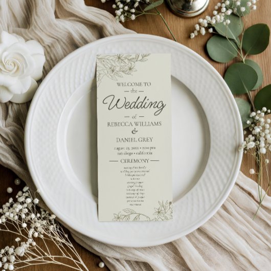 Elegant Botanical Wedding Welcome Ceremony Program メニュー