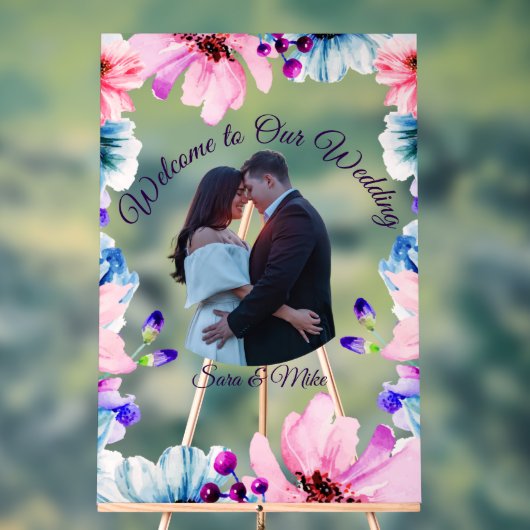 Elegant Botanical Wedding Welcome Custom Sign アクリルサイン (ニュートラル)