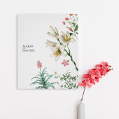 Elegant Botanical White Lily & Wildflower Wedding ポスター