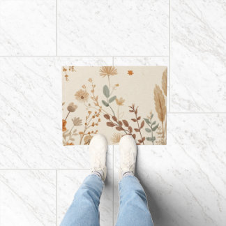 Elegant Botanical Wildflower Area Rug ドアマット