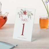 Elegant Botanical Winter Wedding Table Numbers 台座サイン (インサイチュ)