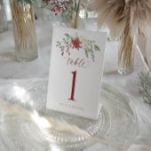 Elegant Botanical Winter Wedding Table Numbers 台座サイン