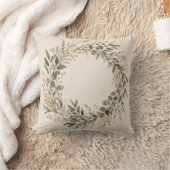 Elegant Botanical Wreath Decorative Pillow クッション (ブランケット)