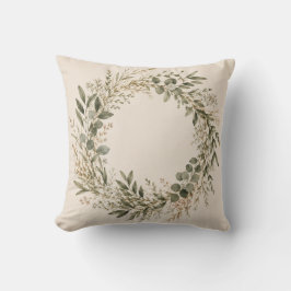 Elegant Botanical Wreath Decorative Pillow クッション