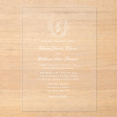 Elegant Botanical Wreath Monogram Wedding アクリル招待状 (正面)