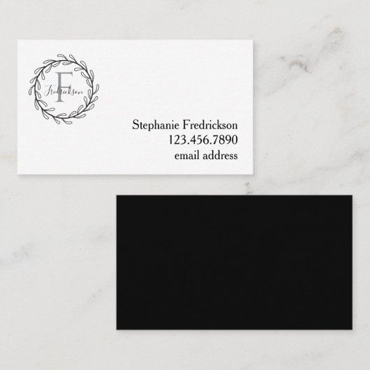 Elegant Botanical Wreath – Personalized 名刺 (正面/裏面)