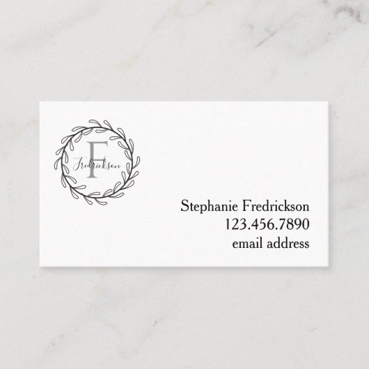 Elegant Botanical Wreath – Personalized 名刺 (正面)
