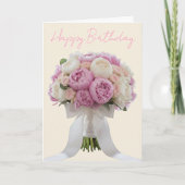 Elegant Bouquet of Peonies Custom Text Birthday  カード (正面)