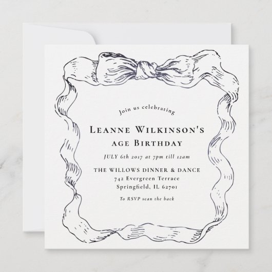 Elegant Bow Age Celebration 招待状 (正面)