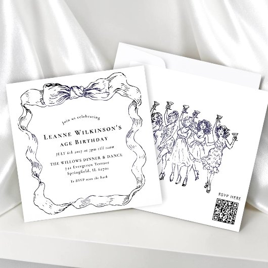 Elegant Bow Age Celebration 招待状