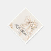 Elegant Bow and Flowers Girl Baby Shower スタンダードカクテルナプキン (角)