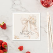 Elegant Bow and Pearl Pastel Bridal Shower スタンダードカクテルナプキン (インサイチュ)