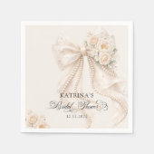Elegant Bow and Pearl Pastel Bridal Shower スタンダードカクテルナプキン (正面)