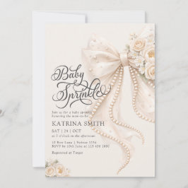Elegant Bow Baby Sprinkle Floral Girl Baby Shower 招待状