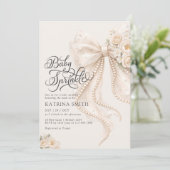 Elegant Bow Baby Sprinkle Floral Girl Baby Shower 招待状 (スタンド正面)