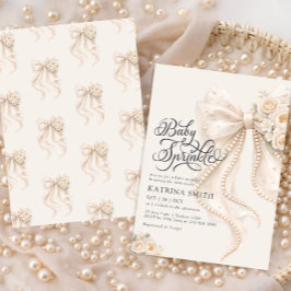Elegant Bow Baby Sprinkle Floral Girl Baby Shower 招待状