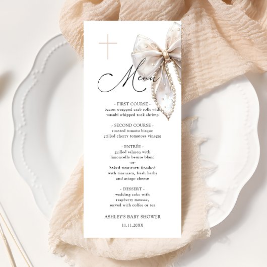 Elegant Bow Baptism Baby Shower Menu メニュー
