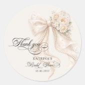 Elegant Bow Bridal Shower ラウンドシール (正面)