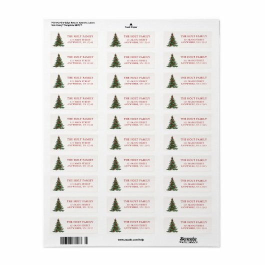Elegant Bow Christmas Tree Address Label ラベル (フルシート)