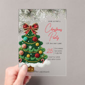Elegant bow christmas tree party  アクリル招待状 (インサイチュ (ポータブル))