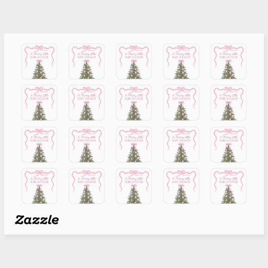Elegant Bow Christmas Tree Party Sticker スクエアシール (シート)