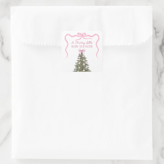 Elegant Bow Christmas Tree Party Sticker スクエアシール (バッグ)