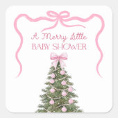 Elegant Bow Christmas Tree Party Sticker スクエアシール (正面)