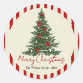 Elegant Bow Christmas Tree Party Sticker ラウンドシール (正面)