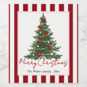 Elegant Bow Christmas Tree Party Wine Label ワインラベル (シングルラベル)