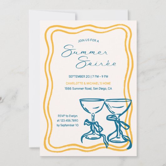 Elegant Bow Cocktail Summer Soirée 招待状 (正面)