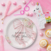 Elegant Bow Coquette Bridal Shower ペーパープレート (パーティー)