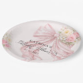Elegant Bow Coquette Bridal Shower ペーパープレート (アングル)