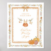 Elegant Bow Fall in Love Baby Shower Custom Sign ポスター (正面)