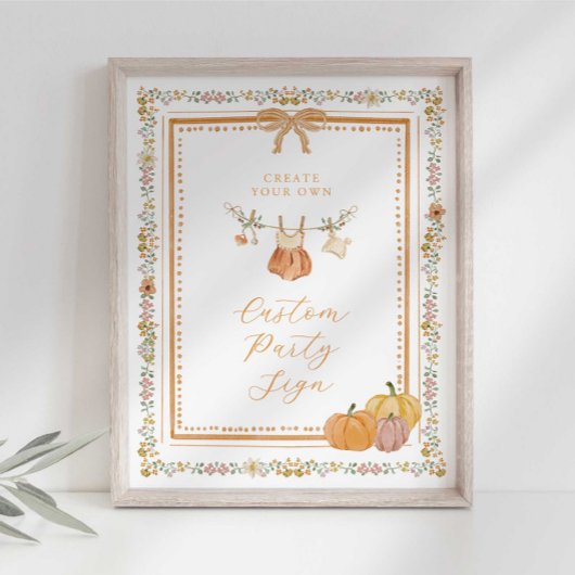 Elegant Bow Fall in Love Baby Shower Custom Sign ポスター