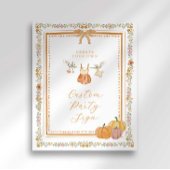 Elegant Bow Fall in Love Baby Shower Custom Sign ポスター